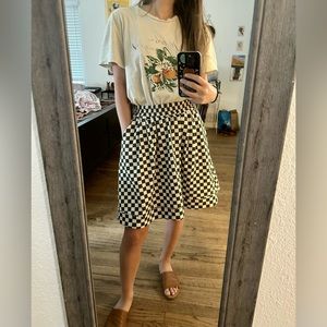 Buru Everyday Green and White Checkered Pull On Skirt